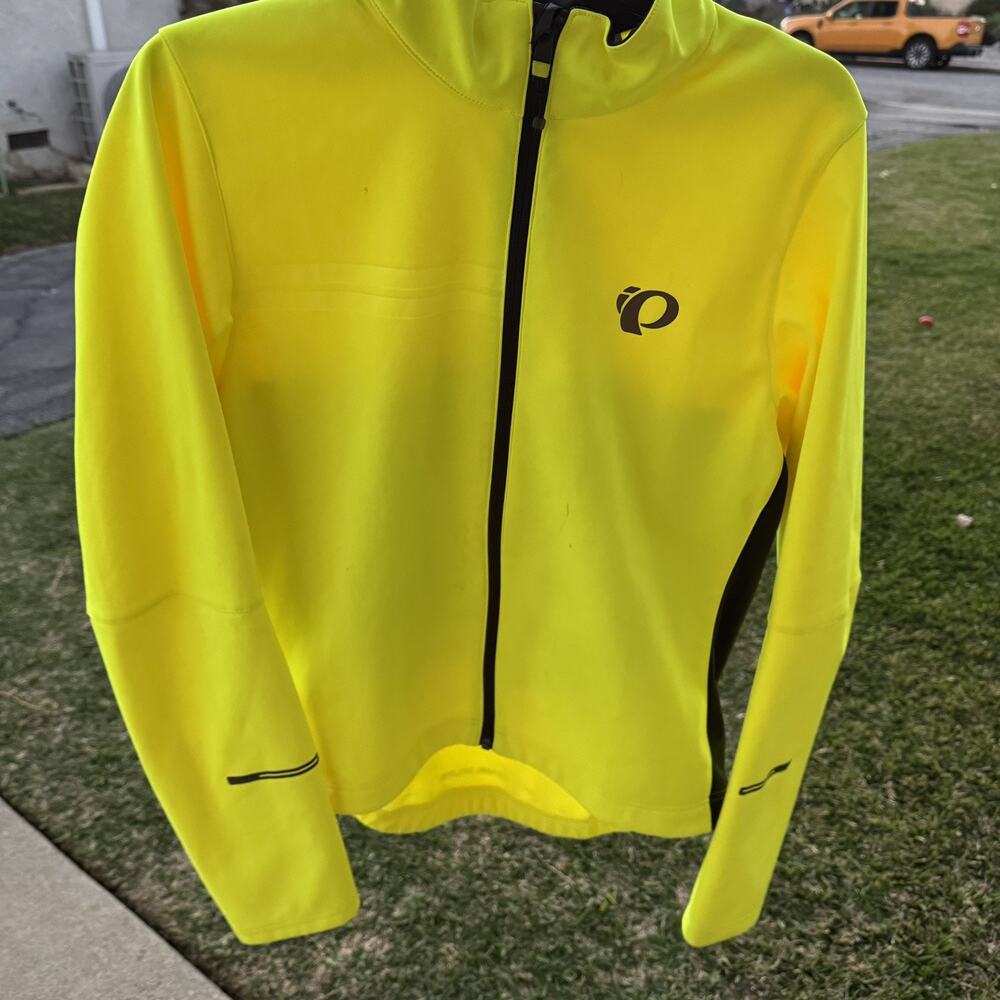 Pearl Izumi Neon Yellow Black Lightweight Zipper Cycling Jacket Womens Size L